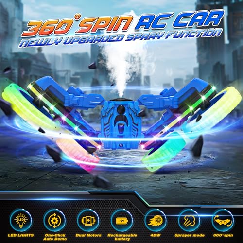 Remote Control Car, 360°Rotating 4WD Off-Road Stunt Car, Black M672940