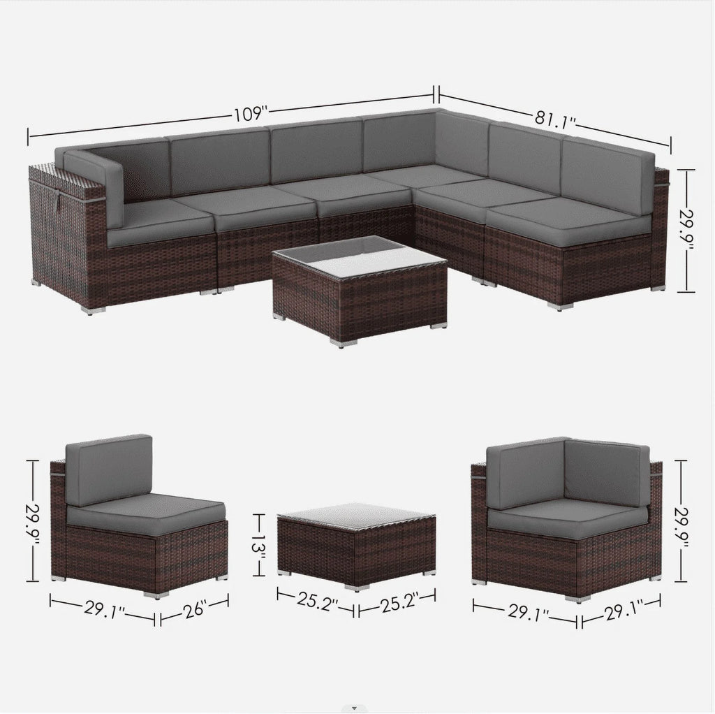 Modular Rattan 7PCS Patio Sofa Set T725392