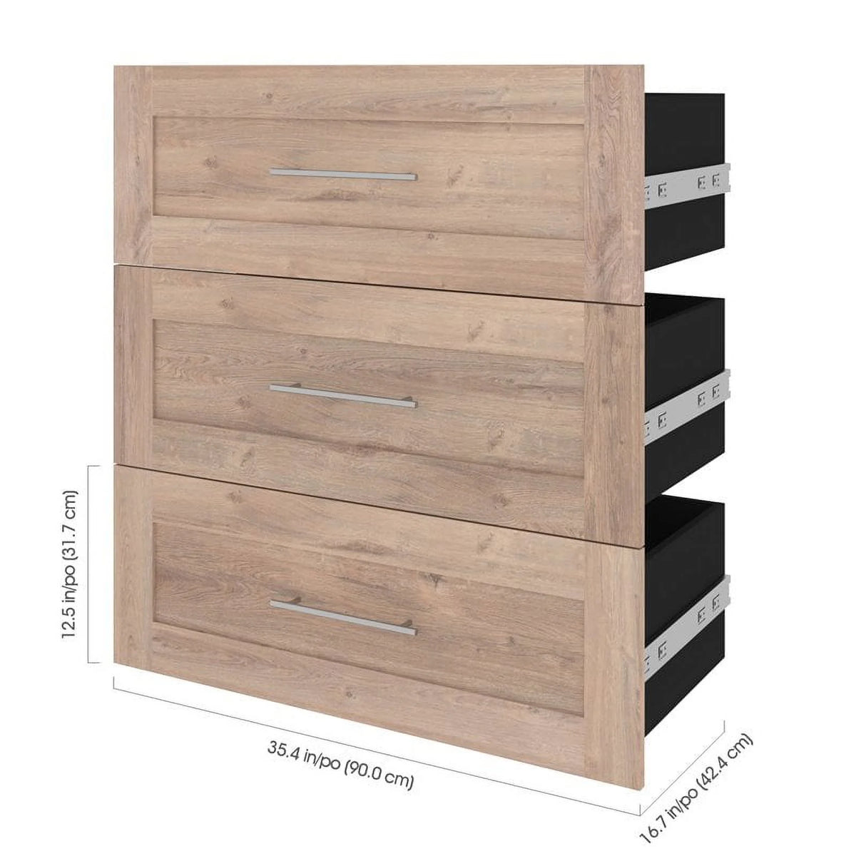 3 Drawer Set for Closet Organizer in Rustic Brown Engineered Wood O443