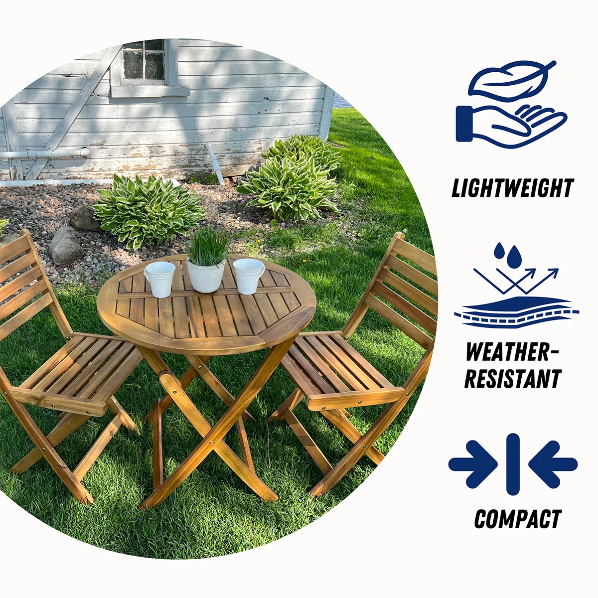 Folding Acacia Wood Bistro Table V3514