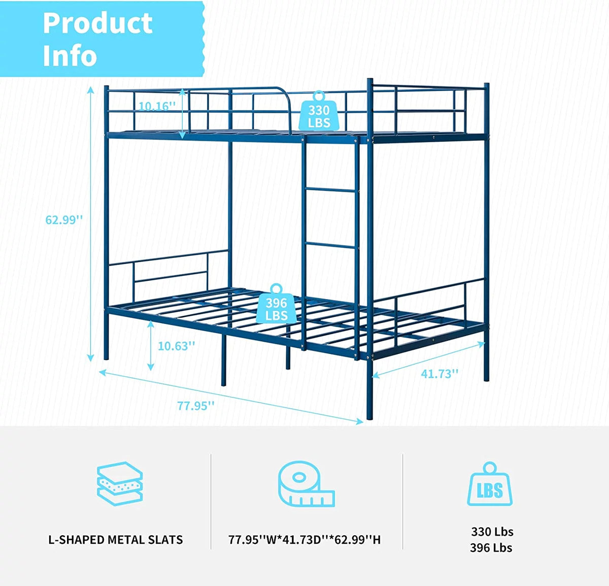 Twin over Twin Bunk Bed with Ladder and Guardrail W892