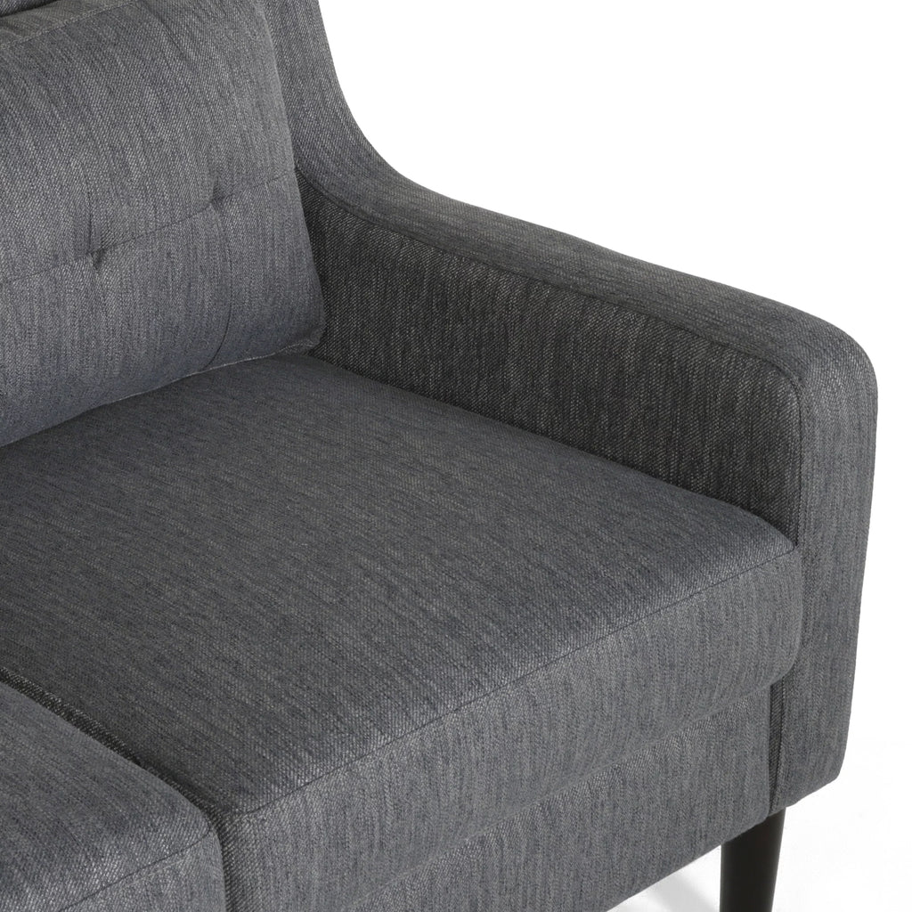 Charcoal Dark Brown Fabric Loveseat Q564
