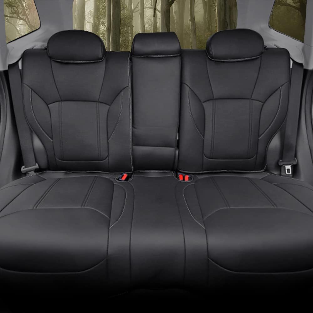 Faux Leather Car Seat Covers Full Set Black Y56608