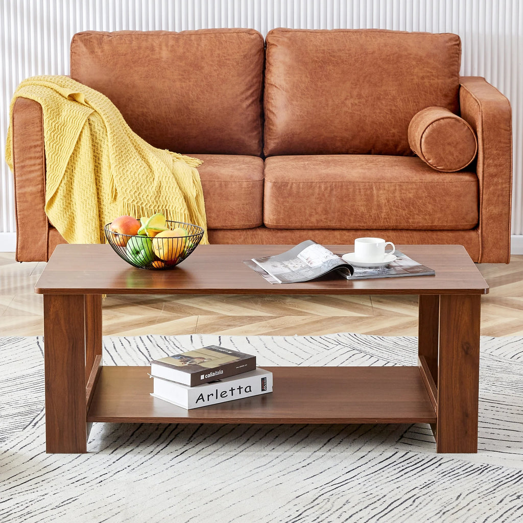 Walnut Textured Double Layered MDF Coffee Table 43.3" x 21.6" x 16.5" G5607