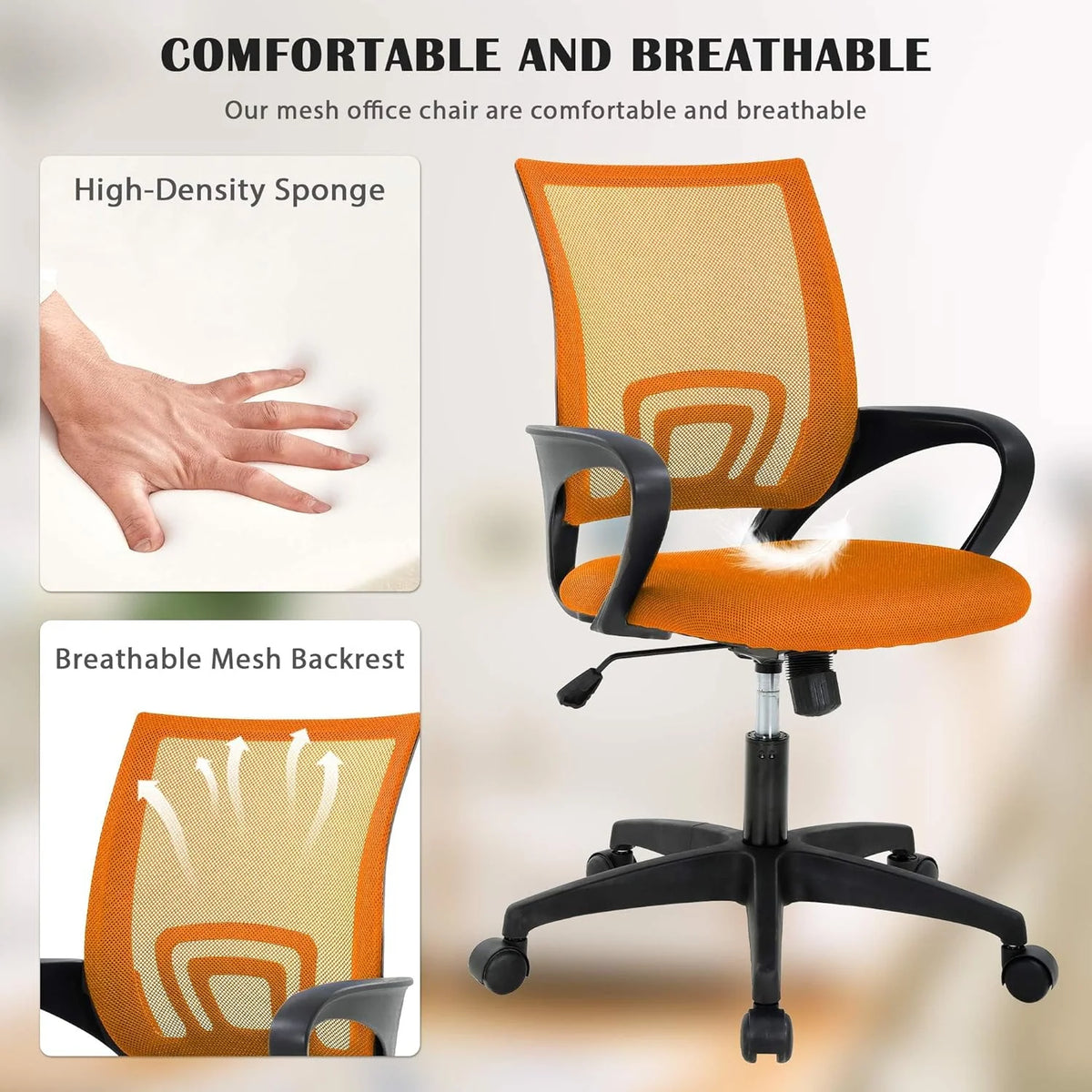 Orange Mesh Ergonomic Office Chair with Lumbar Support Y5709