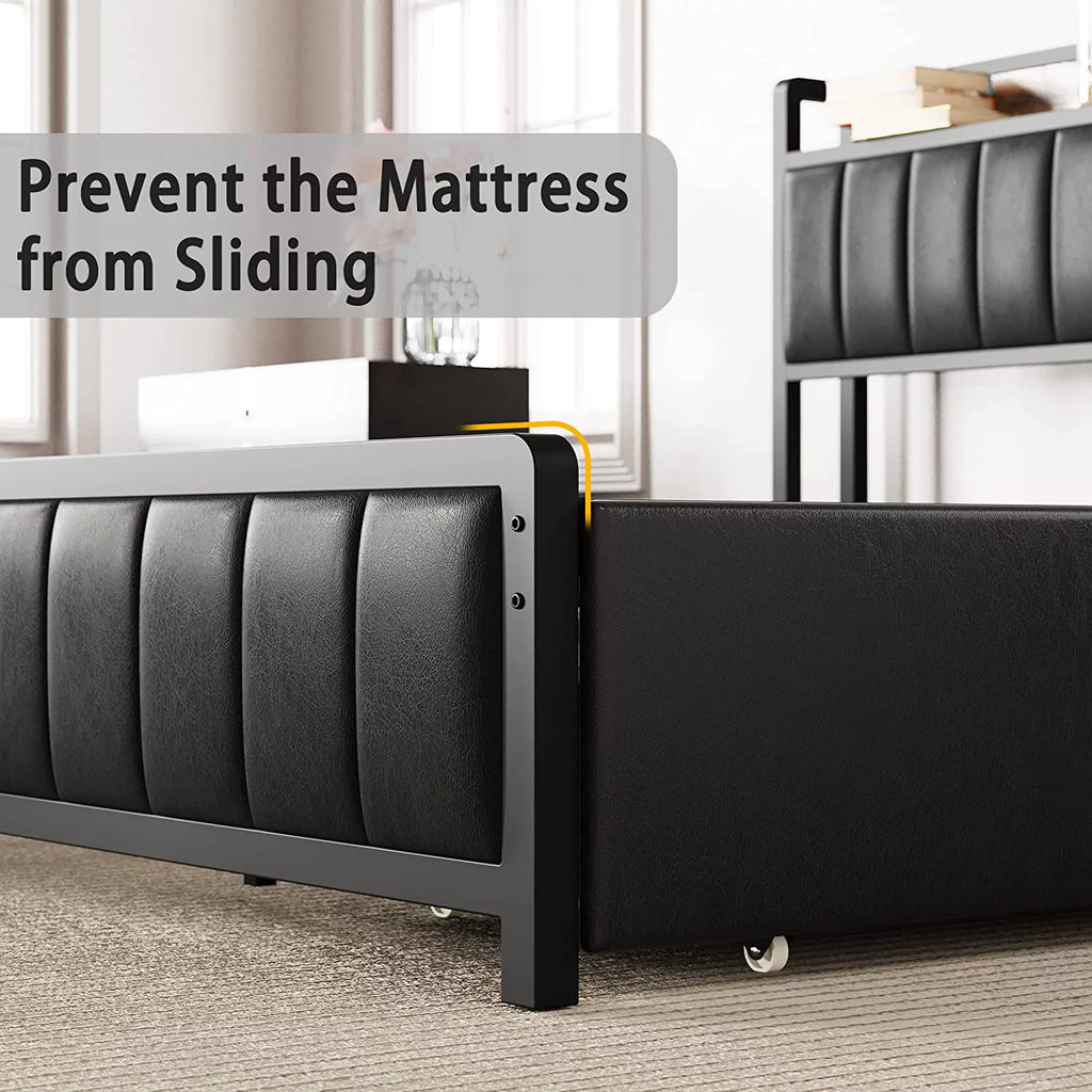 King Bed Frame with Storage Drawers and Upholstered Platform Bed Q265