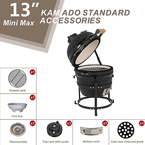 13" Round Ceramic Charcoal Grill with Thermometer M8935