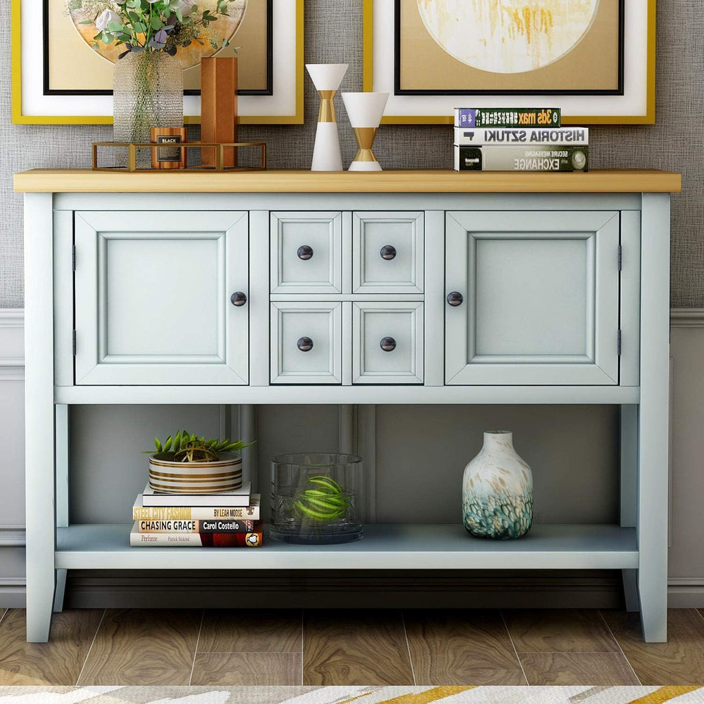 Solid Wood Console Table with 3 Drawers, 2 Cabinet and 1 Shelf I485036