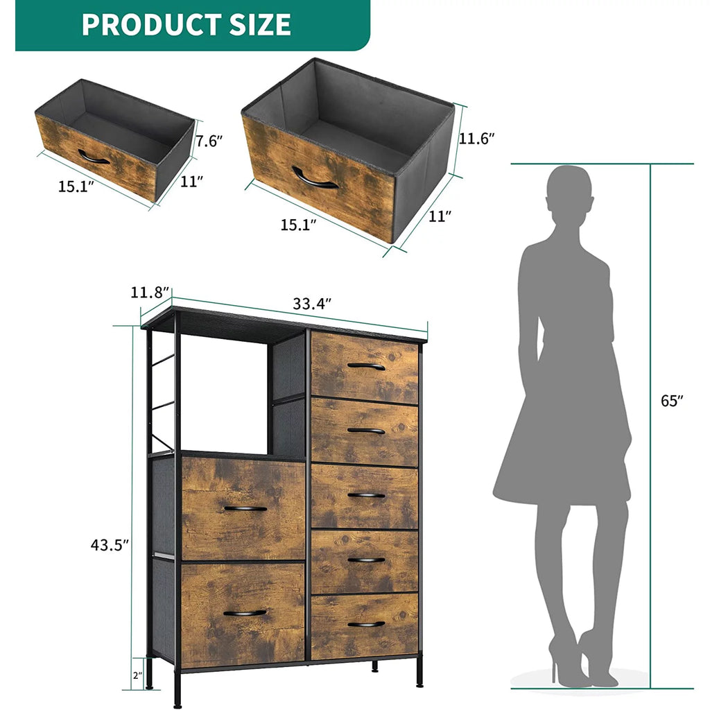 Tall 10 Drawer Fabric Storage Tower Dresser T25887
