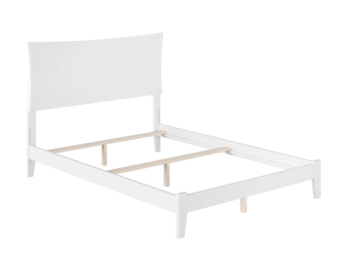 White Full Wood Bed Frame with Panel Headboard G203