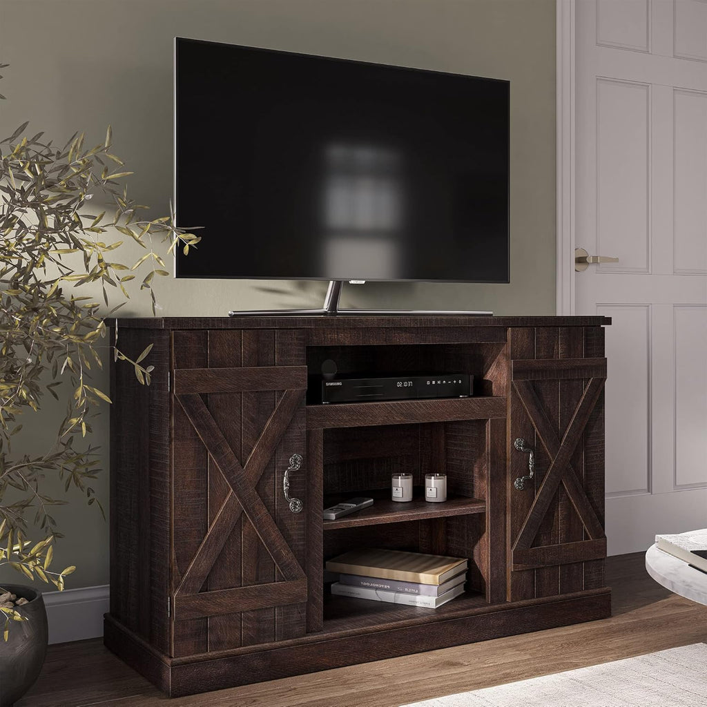 Industrial Electric Fireplace TV Stand with Open Storage Shelves L74166