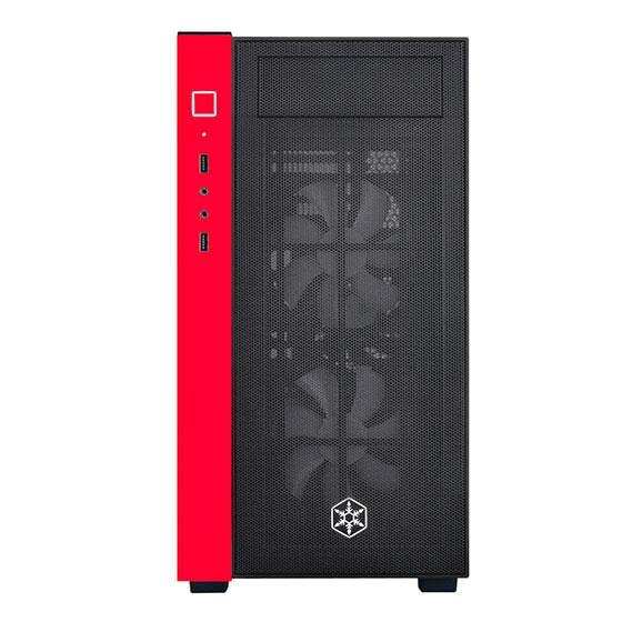 Micro-ATX Case with Tempered Glass Side Panel RGB Fans Black & Red A144