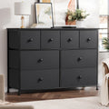 8 Drawer Fabric Dresser with Steel Frame and Wooden Top B17774