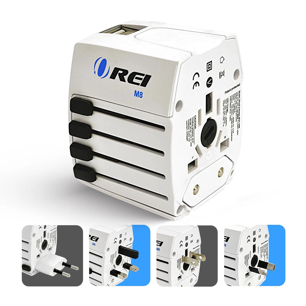 White International Travel Plug Adapter with Dual USB Charger I458