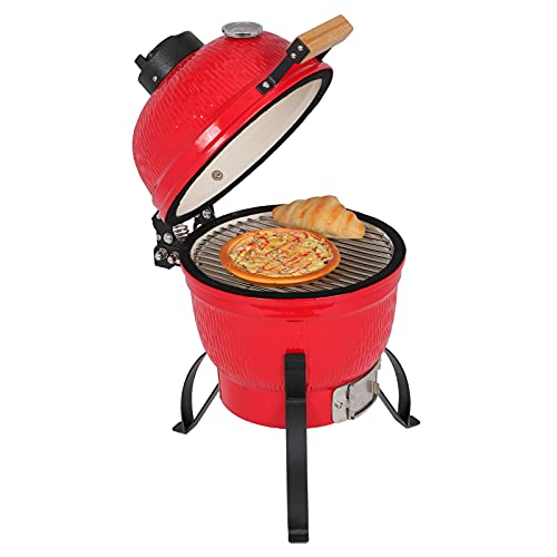 13" Round Ceramic Charcoal Grill with Thermometer M8935