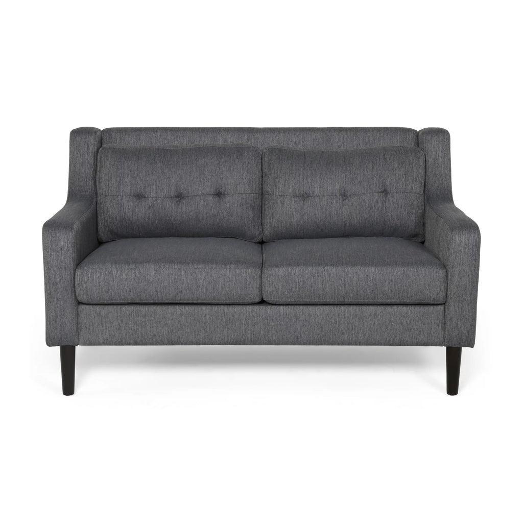 Charcoal Dark Brown Fabric Loveseat Q564