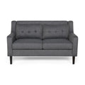 Charcoal Dark Brown Fabric Loveseat Q564