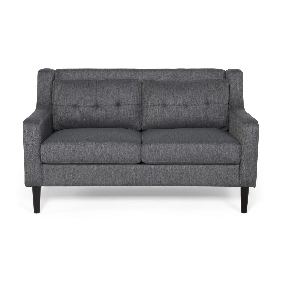 Charcoal Dark Brown Fabric Loveseat Q564
