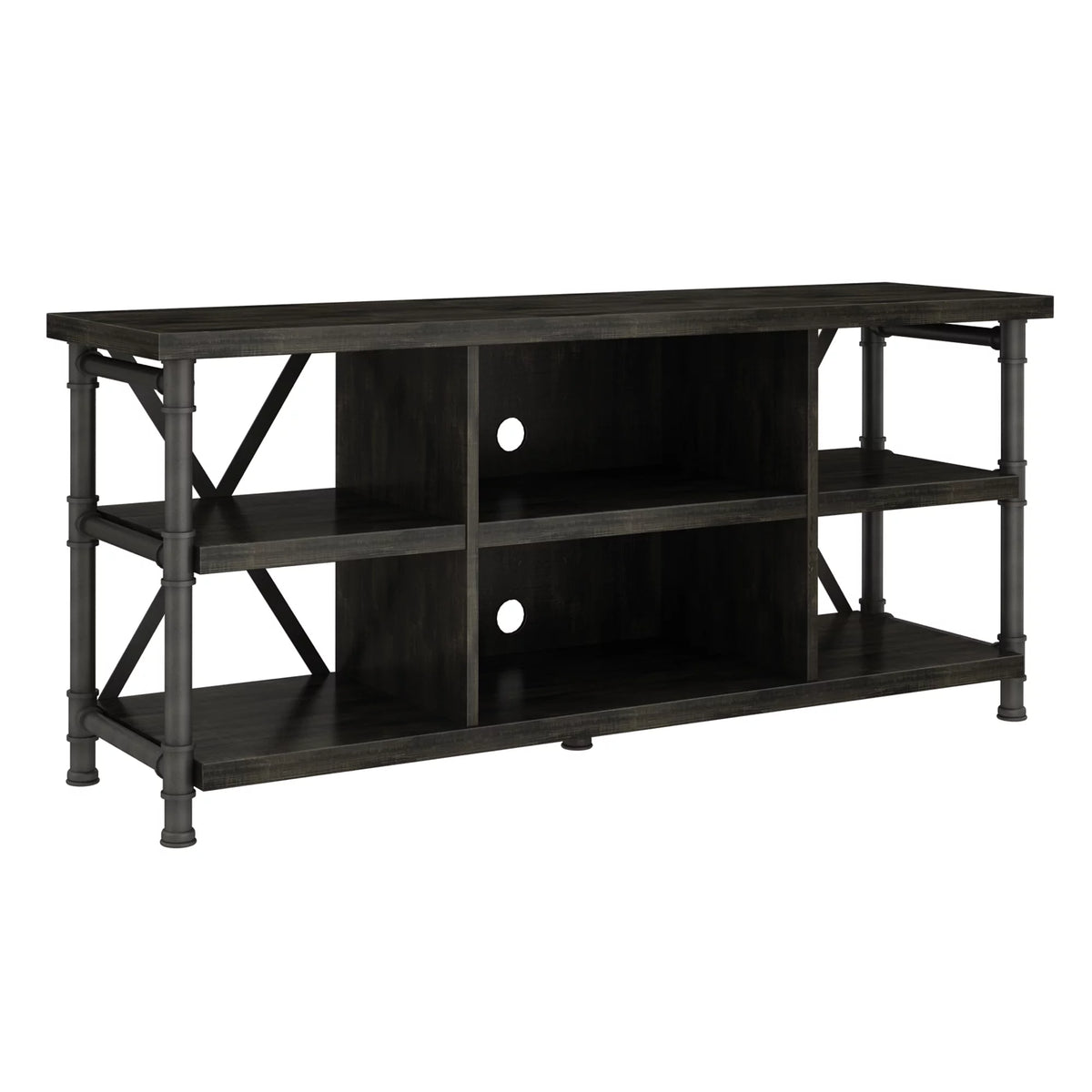 Industrial TV Stand with Metal Pipe Frame I319