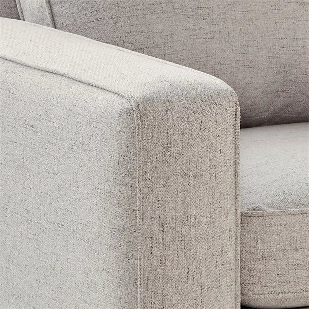 Beige Wood and Fabric Sofa U2076