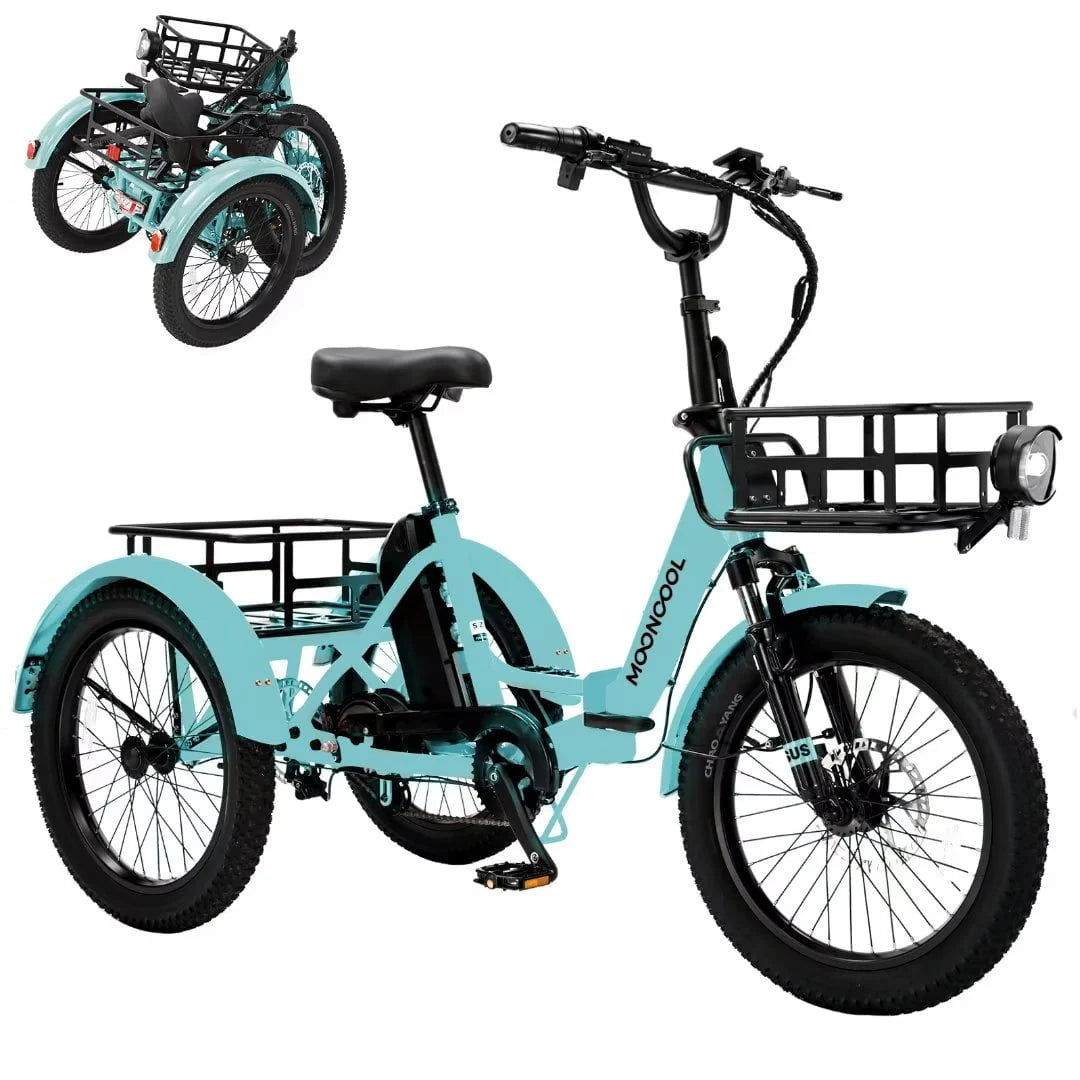 Electric Folding Tricycle with 500W Motor, 48v 14.5Ah Battery, 20*3in Fat Tires M816