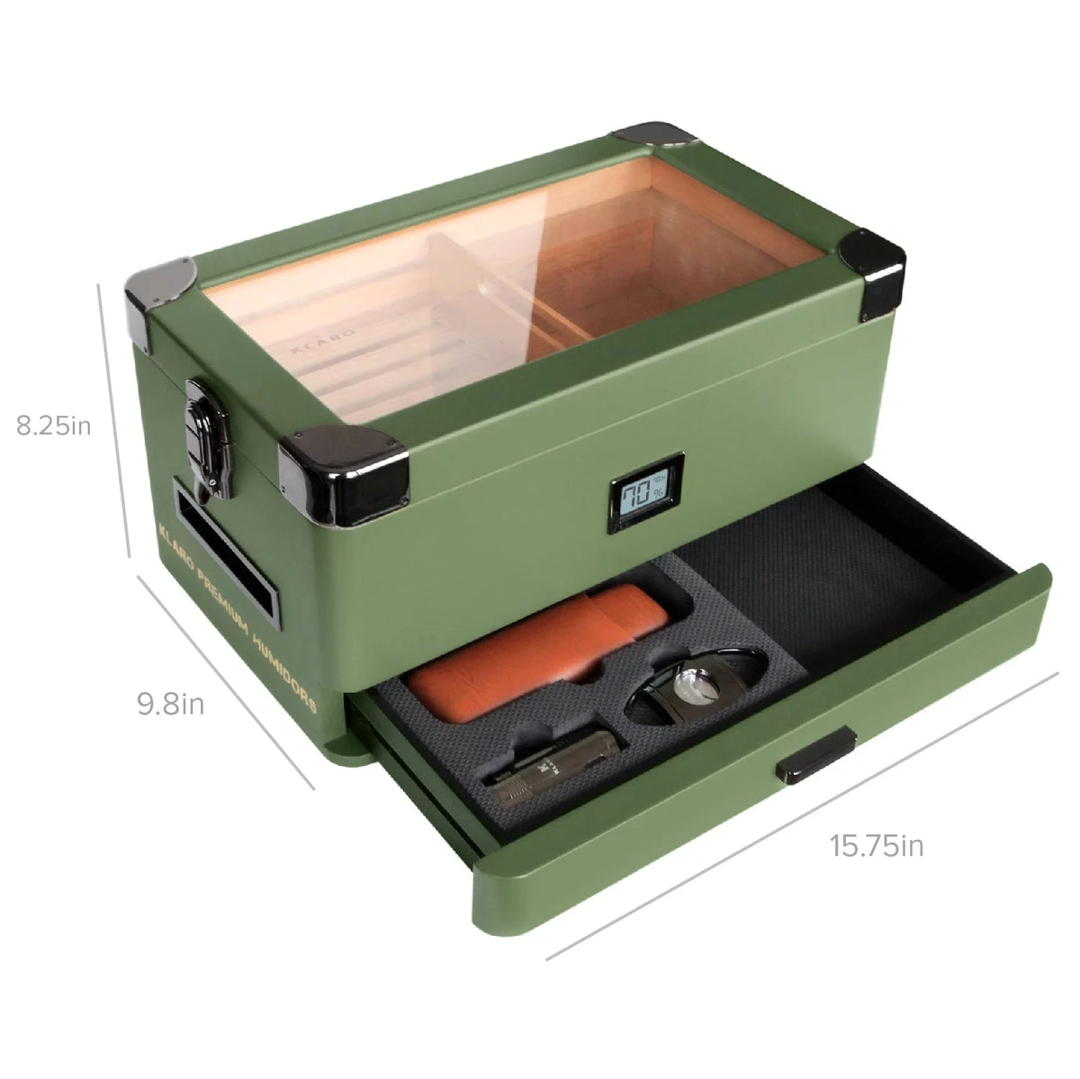 Glass Top Humidor with Front Hygrometer C73115