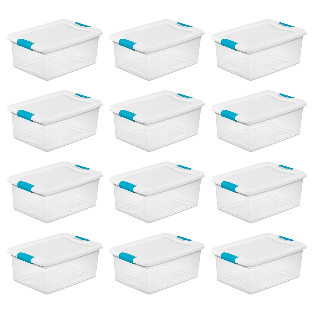 3.75 Gallon Clear Plastic Storage Tote with Lid, 12 Count O888