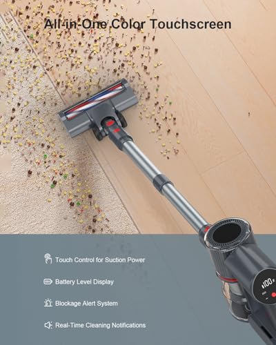 Cordless Vacuum Cleaner, 300W 45KPA Suction Power, 60 Min Runtime, Self-Standing Stick Vacuum with Wall Mount Charging, 3 Modes for Pet Hair, Carpet & Floor B896