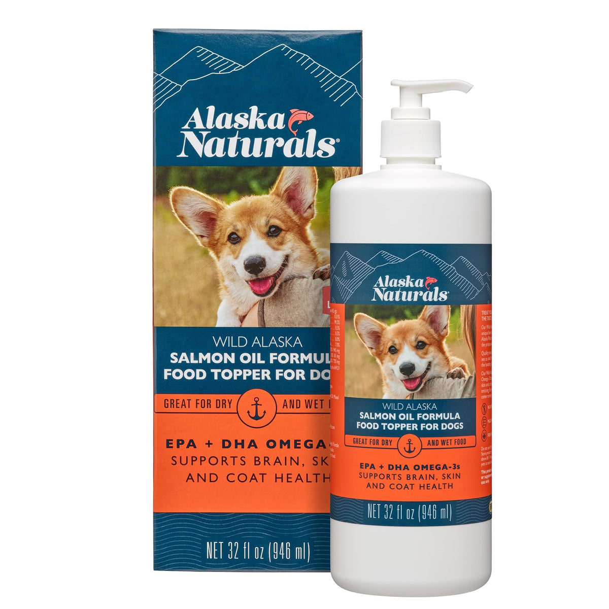 Wild Alaska Salmon Oil Dog Food Topper 32 oz Pump Bottle W9938