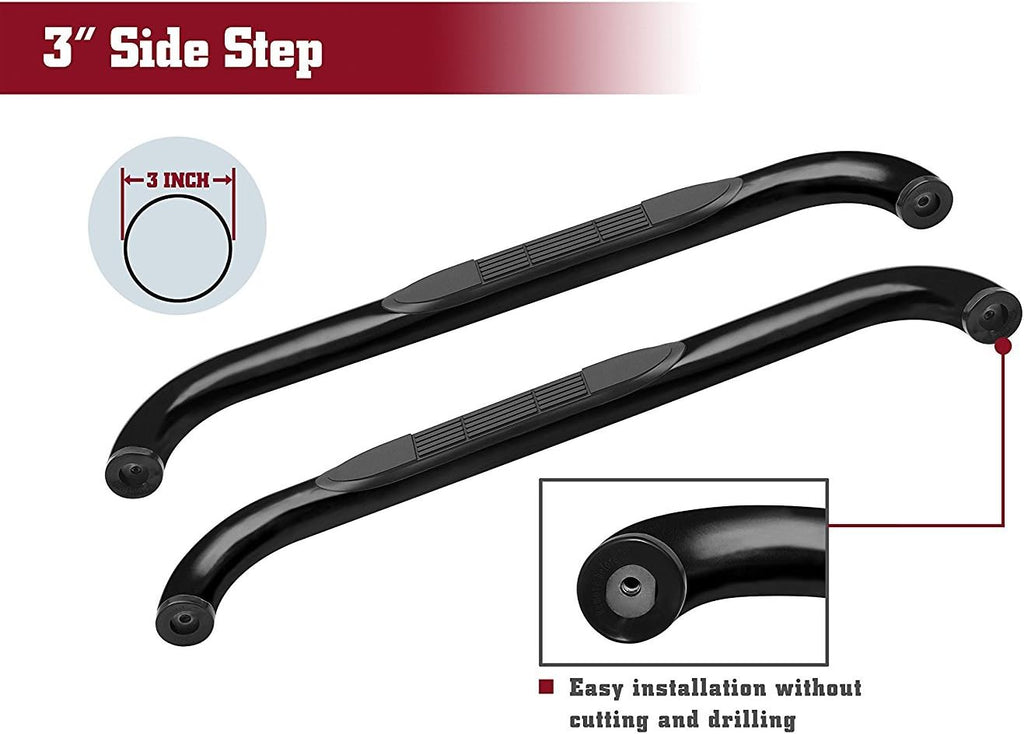 Black Side Steps Nerf Bars Running Boards (2 Pieces) D652323