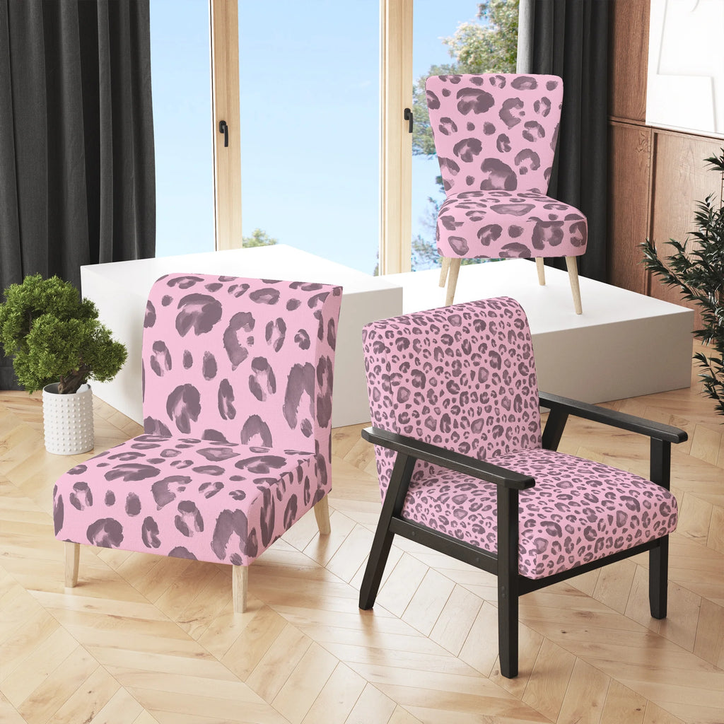 Pink Leopard Skin Upholstered Accent Chair Z7534