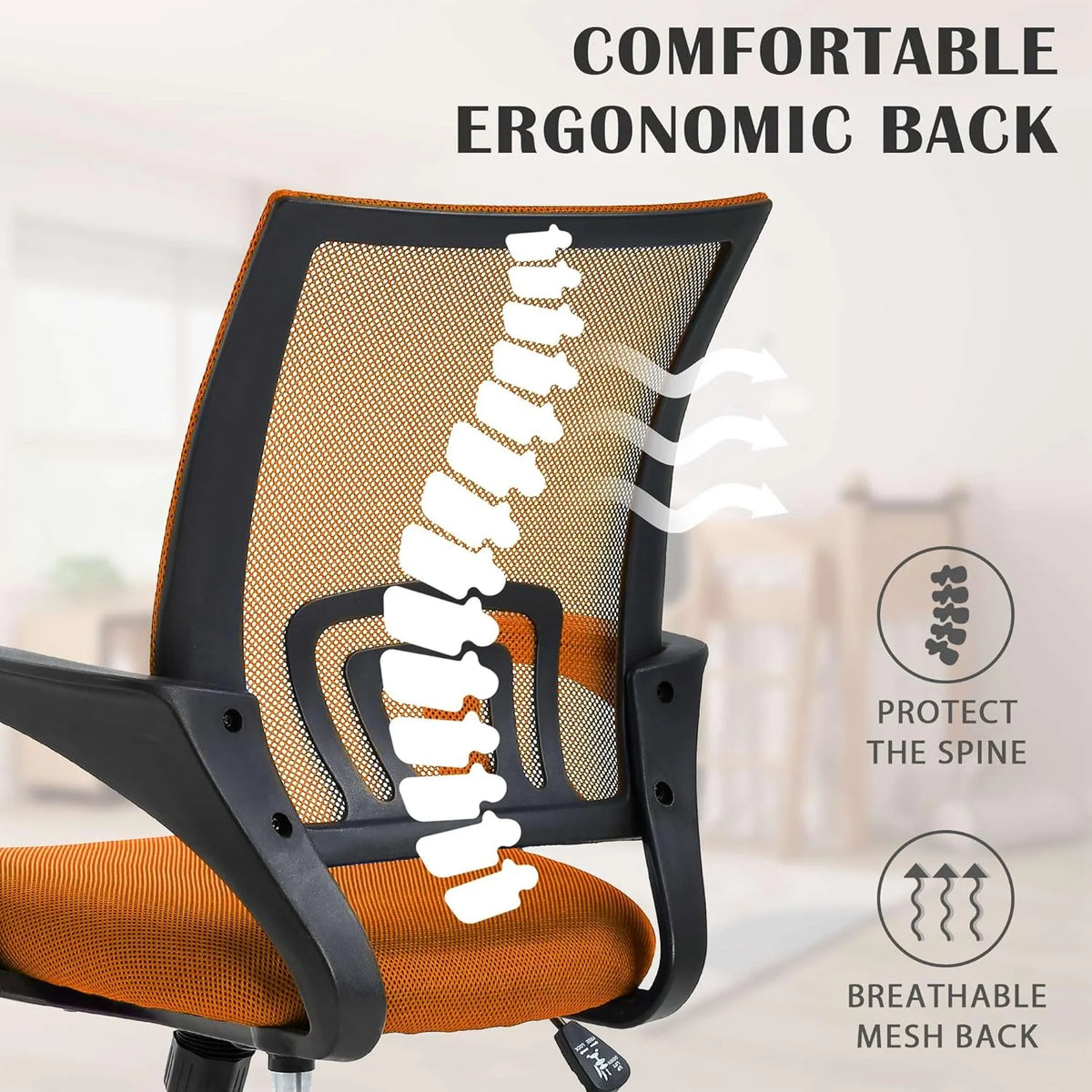 Orange Mesh Ergonomic Office Chair with Lumbar Support Y5709