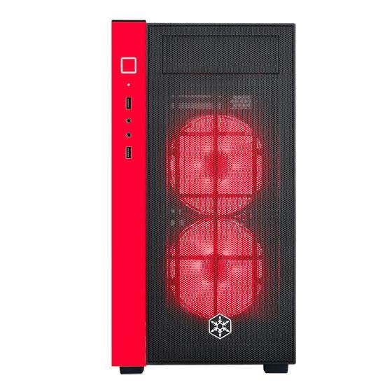 Micro-ATX Case with Tempered Glass Side Panel RGB Fans Black & Red A144