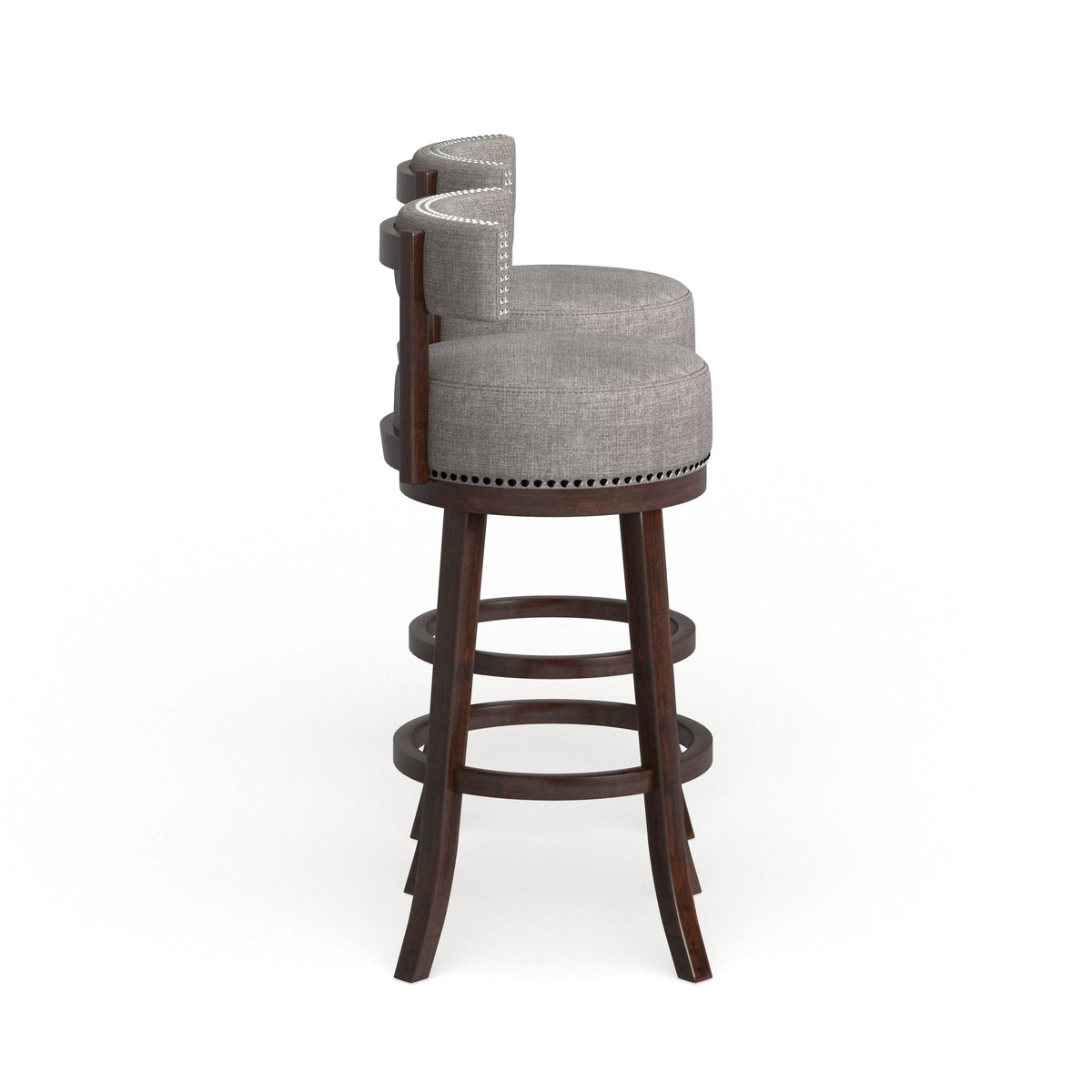 Grey Nailhead Swivel Barstool Set of 2 P13714