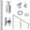 Round 36”x2.36” Stainless Steel Brushed Cable Railing Post Pack of 2 W888671