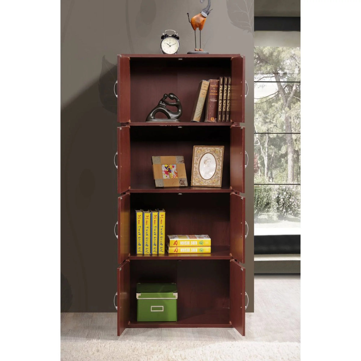 Mahogany Brown Bookcase Cabinet with Doors E6151