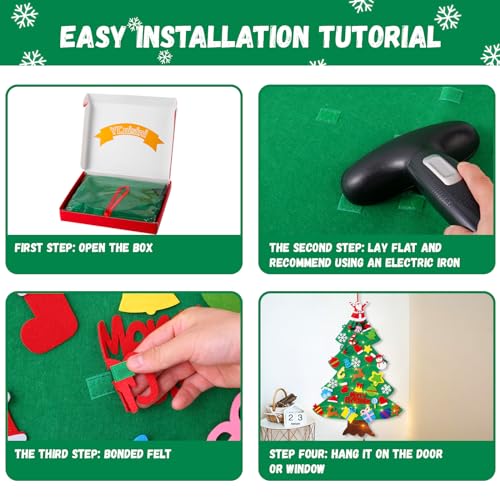 Felt Christmas Tree with 34 Ornaments and String Light A728