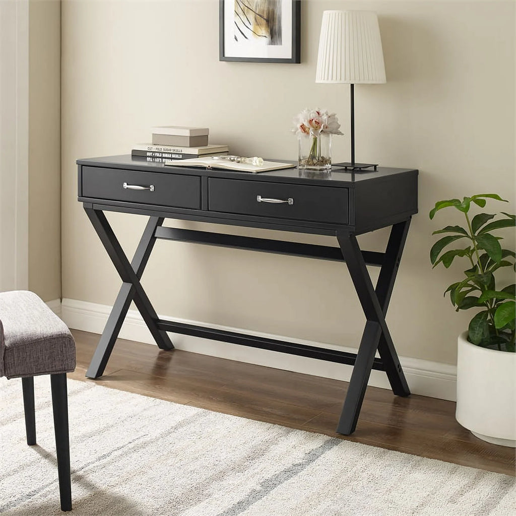 Black 2-Drawer Wood Desk M982