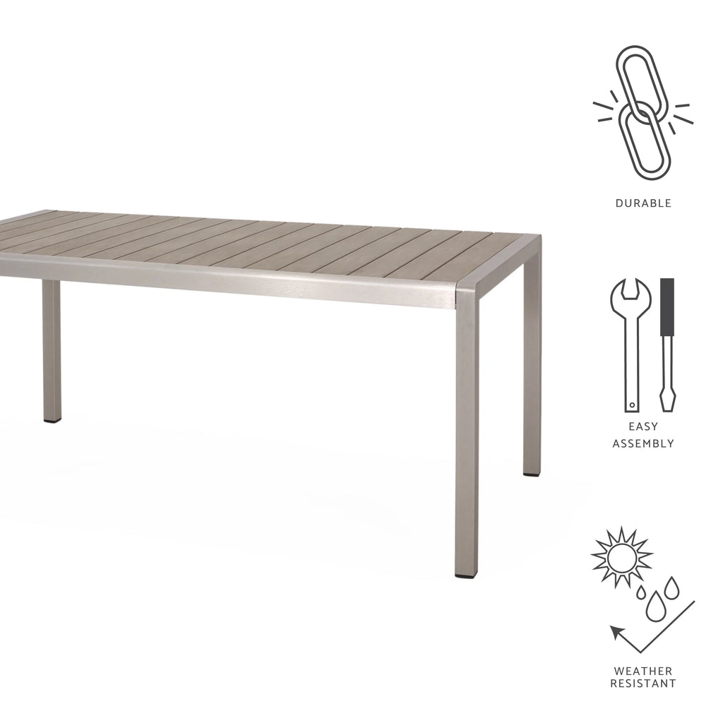 Outdoor Aluminum Dining Table with Faux Wood Top B92106