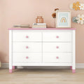 White Pink 6 Drawer Wooden Storage Dresser N529