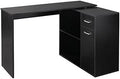 L Shaped Computer Desk with Shelves Drawer and Cabinet White E503