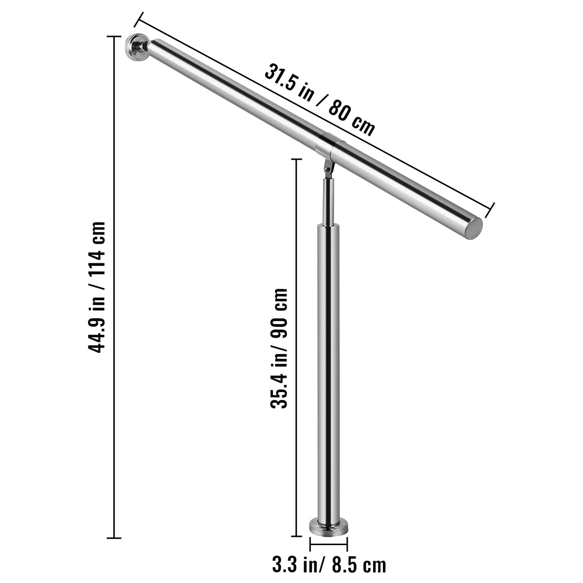 Stainless Steel 1 Step Handrail 80 x 90 CM W722966