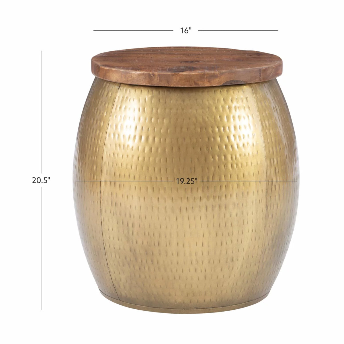 Gold Metal and Wood Storage Side Table U821615