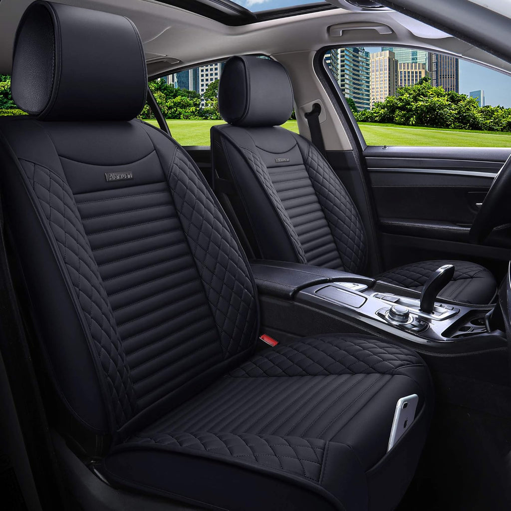 5 Car Seat Covers Full Set Waterproof Leather Universal Fit Black-Red J5213