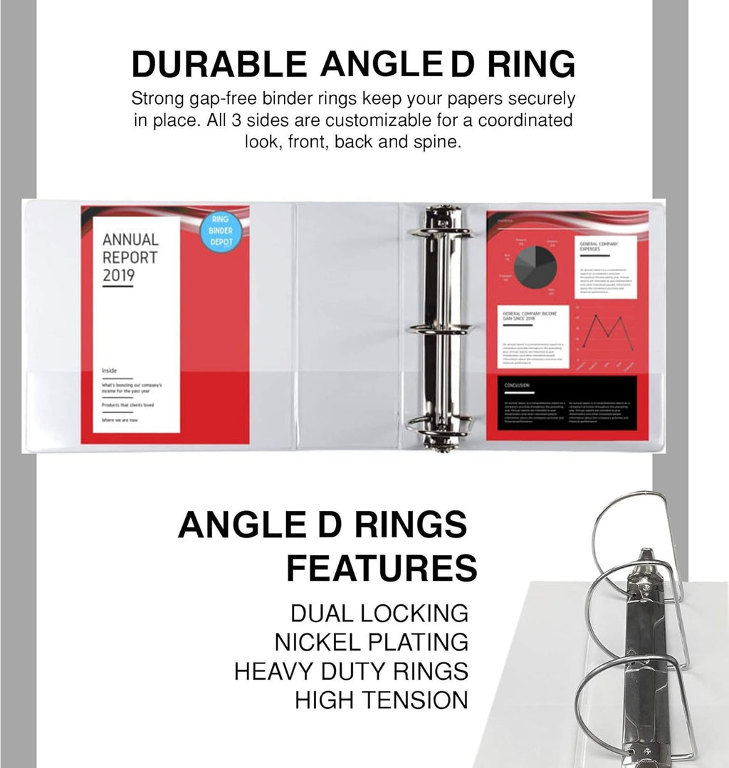 4 Pack 6 Inch Capacity D Ring Binder with Pockets White H422