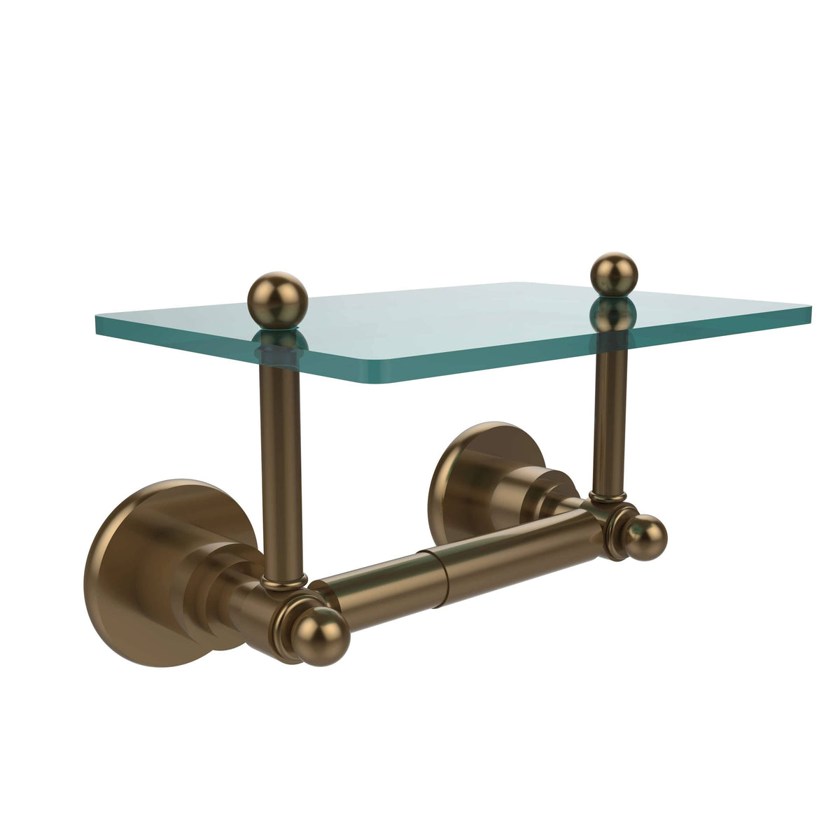 Brushed Bronze Toilet Tissue Holder with Glass Shelf I864