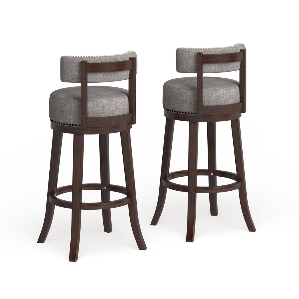 Grey Nailhead Swivel Barstool Set of 2 P13714