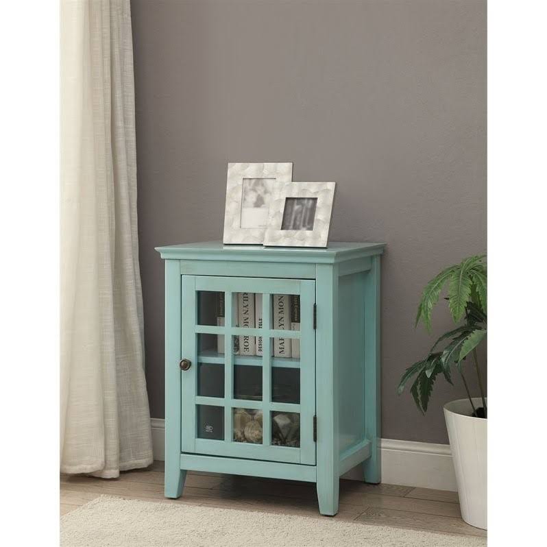 Antique Single Door Curio Cabinet in Turquoise N653352