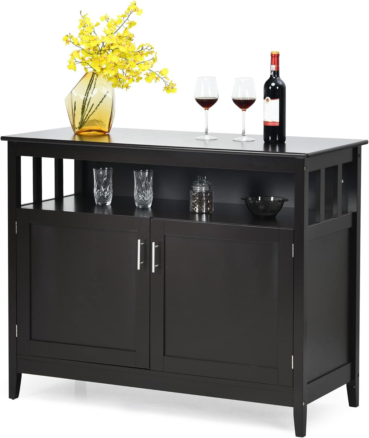 Buffet Cabinet with Storage, Freestanding Kitchen Cabinet with Adjustable Shelf, 45 x 20 x 36 inches (Brown) R114