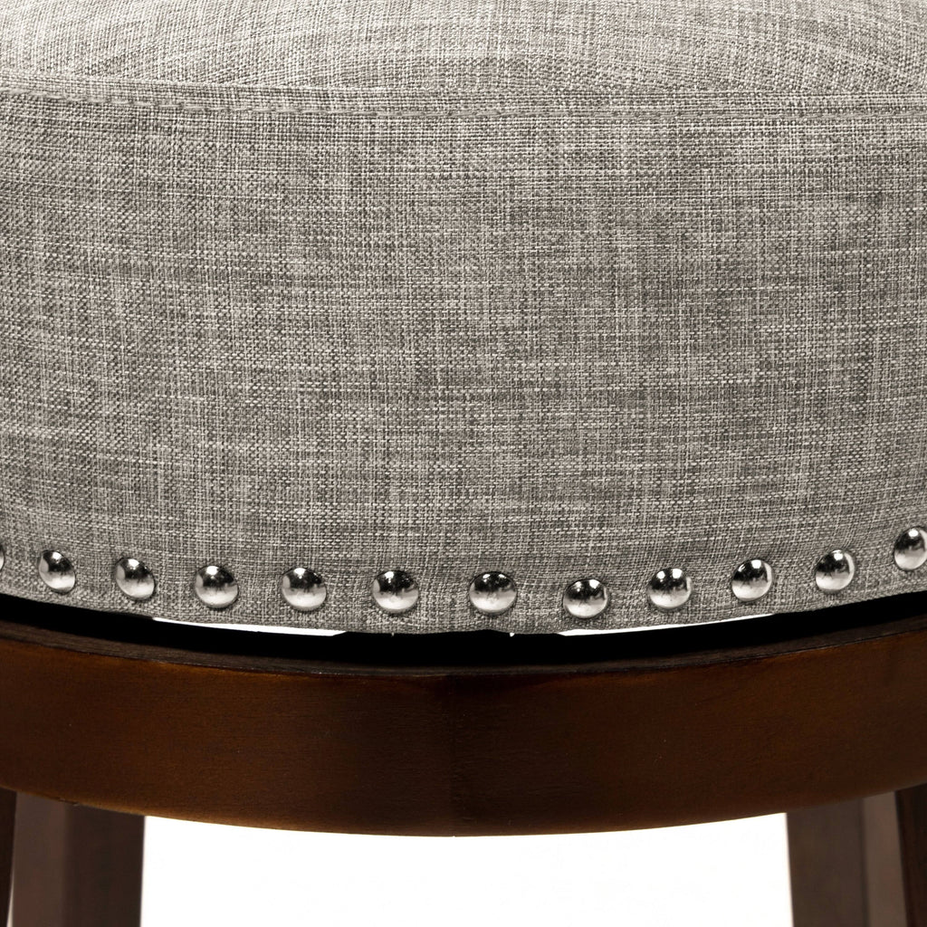 Grey Nailhead Swivel Barstool Set of 2 P13714